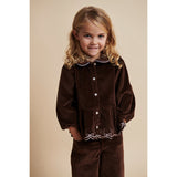 COPENHAGEN COLORS Dk Brown Comb Corduroy Blus W. Emb.