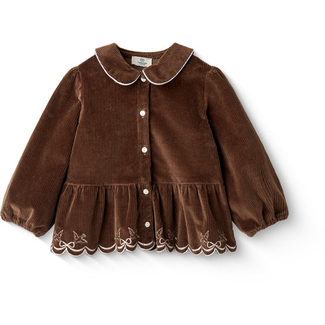 COPENHAGEN COLORS Dk Brown Comb Corduroy Blus W. Emb.