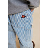 COPENHAGEN COLORS Denim Blue Stripe Y/D Stripe Twill Cargo Byxor W. Adj. Waist