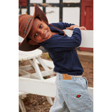 COPENHAGEN COLORS Denim Blue Stripe Y/D Stripe Twill Cargo Byxor W. Adj. Waist