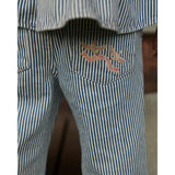 COPENHAGEN COLORS Denim Blue Stripe Y/D Twill Pant W. Wide Leg Och Embroidery