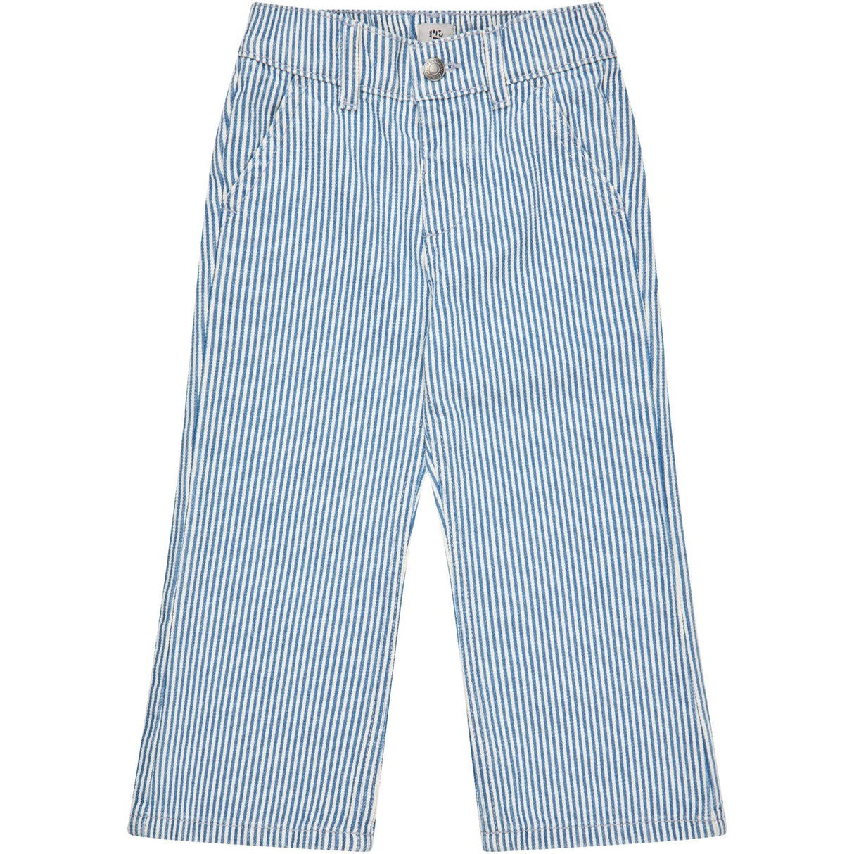 COPENHAGEN COLORS Denim Blue Stripe Y/D Twill Pant W. Wide Leg Och Embroidery