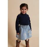 COPENHAGEN COLORS Denim Blue Stripe Y/D Twill Kjol W. Embroirdey