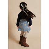 COPENHAGEN COLORS Denim Blue Stripe Y/D Twill Kjol W. Embroirdey