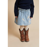 COPENHAGEN COLORS Denim Blue Stripe Y/D Twill Kjol W. Embroirdey