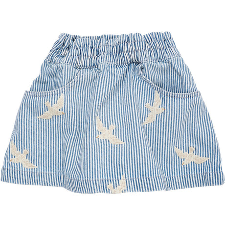 COPENHAGEN COLORS Denim Blue Stripe Y/D Twill Kjol W. Embroirdey