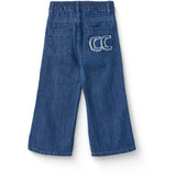 COPENHAGEN COLORS Dark Indigo Blue Washed Organic Denim Byxor W. Pocket Embroidery & Wide Leg