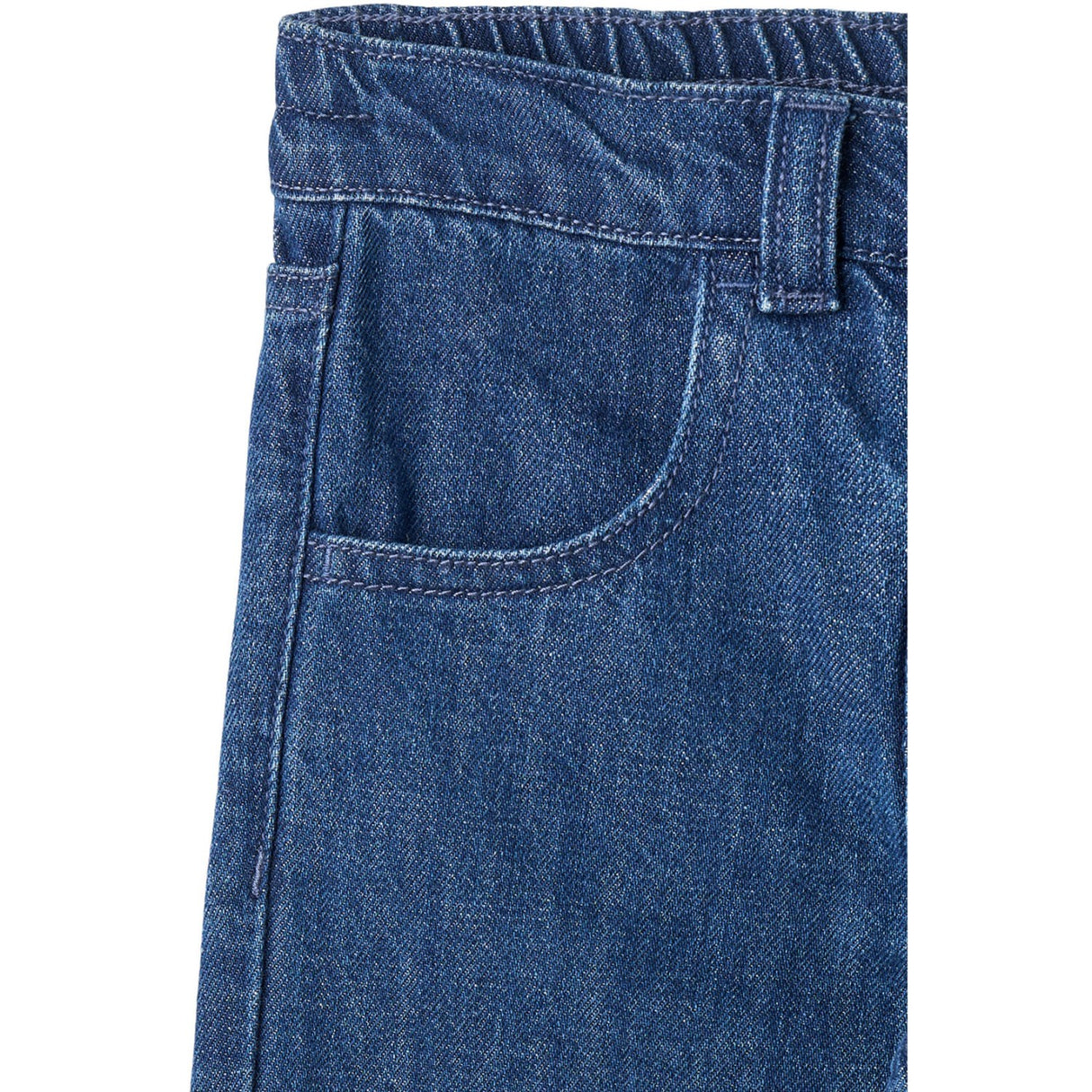 COPENHAGEN COLORS Dark Indigo Blue Washed Organic Denim Byxor W. Pocket Embroidery & Wide Leg