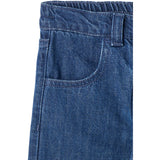 COPENHAGEN COLORS Dark Indigo Blue Washed Organic Denim Byxor W. Pocket Embroidery & Wide Leg