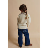 COPENHAGEN COLORS Dark Indigo Blue Washed Organic Denim Byxor W. Pocket Embroidery & Wide Leg