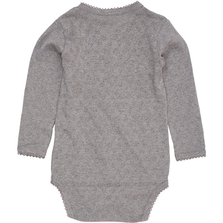 COPENHAGEN COLORS Grey Mel. Pointelle Heart Crossover Body Ls