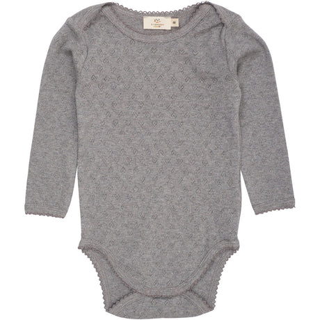 COPENHAGEN COLORS Grey Mel. Pointelle Heart Lapneck Body Ls