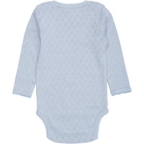 COPENHAGEN COLORS Dusty Blue Pointelle Heart Lapneck Body Ls