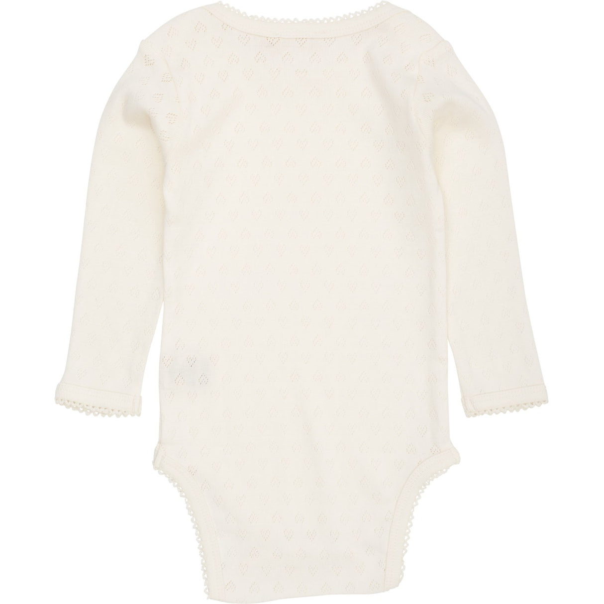 COPENHAGEN COLORS Cream Pointelle Heart Lapneck Body Ls