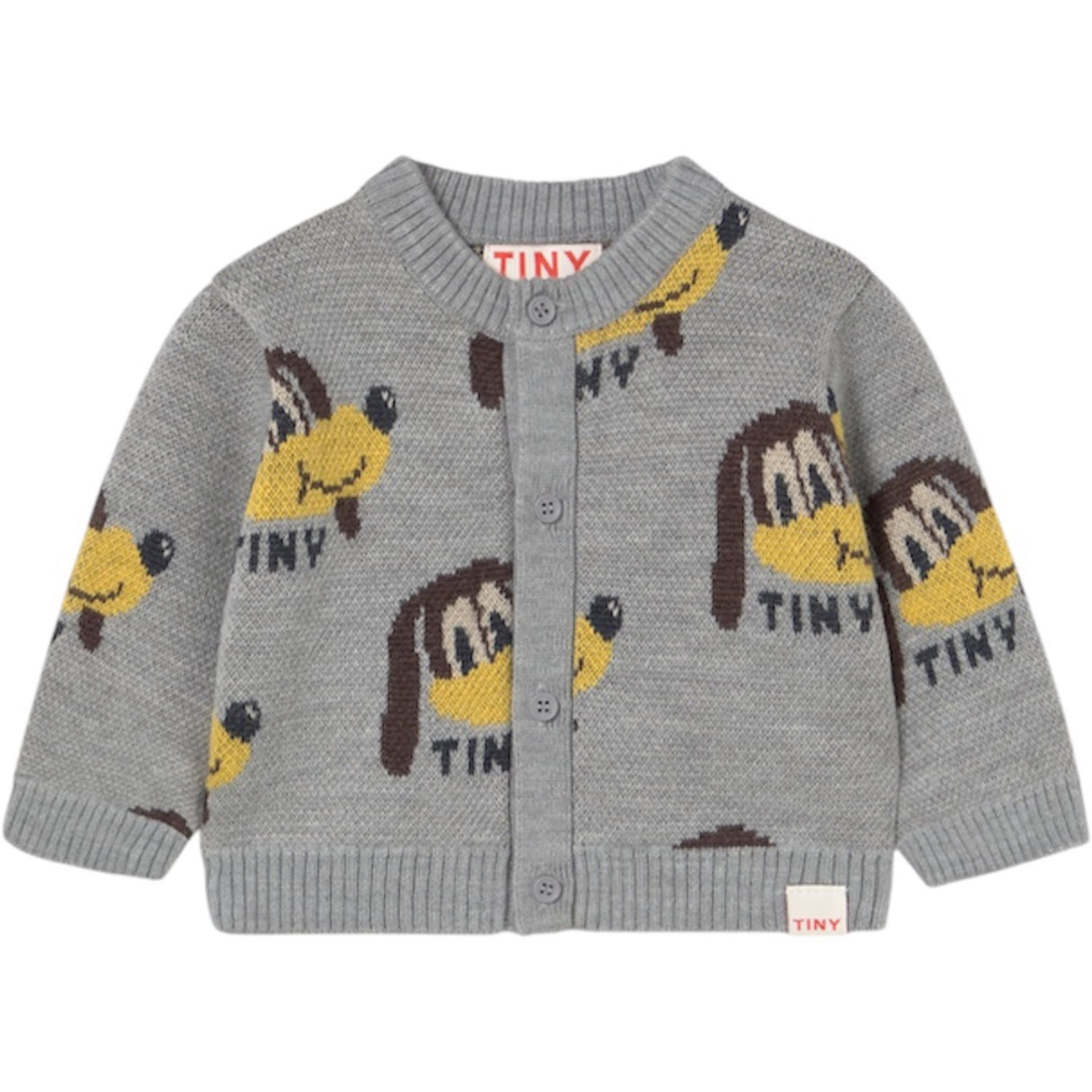 TinyCottons Medium Grey Heather Dogs Baby Cardigan