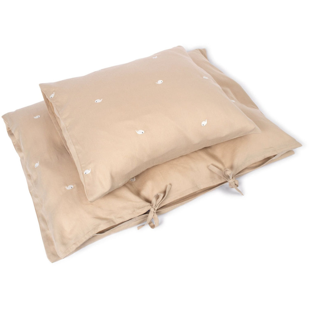 FILIBABBA Warm Grey Säng Linne Gots - Embroidered Christian The Whale