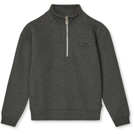 Mads Nørgaard Charcoal Melange Mix Sweat Crewie Half Zip Sweatshirt