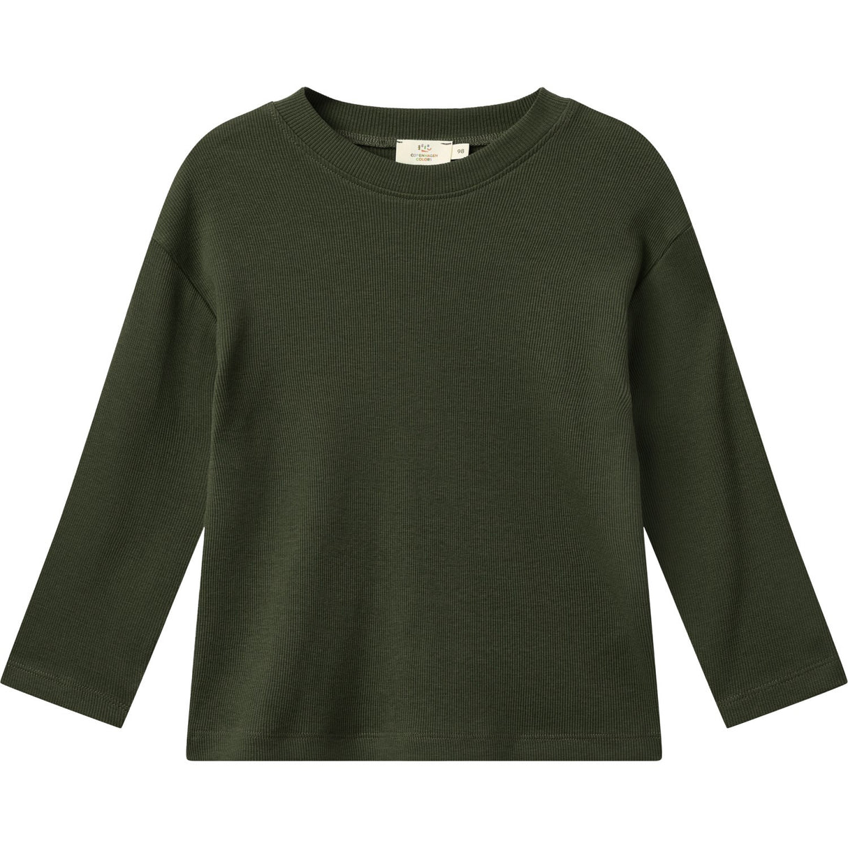COPENHAGEN COLORS Dk Green Modal Rib Ls Blus W. Drop Shoulder