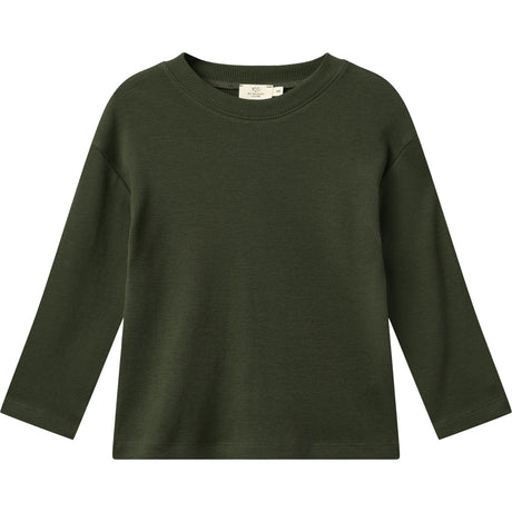 COPENHAGEN COLORS Dk Green Modal Rib Ls Blus W. Drop Shoulder