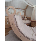 Woobiboo Natural Montessori Rocker Med Beige Madras Och Slide-Climber L