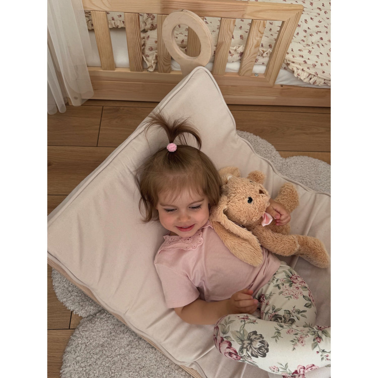 Woobiboo Natural Montessori Rocker Med Beige Madras Och Slide-Climber L