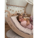 Woobiboo Natural Montessori Rocker Med Beige Madras Och Slide-Climber L