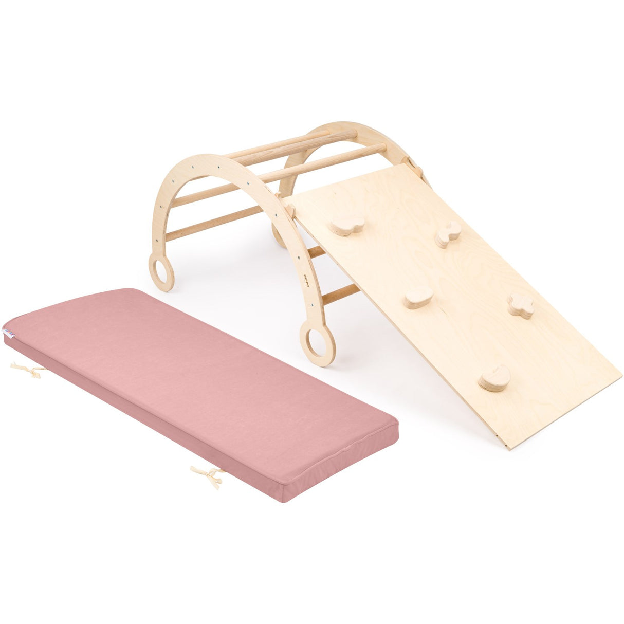 Woobiboo Natural Montessori Rocker Med Pink Madras Och Slide-Climber L