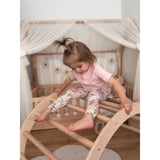 Woobiboo Natural Montessori Rocker Med Beige Madras Och Slide-Climber L