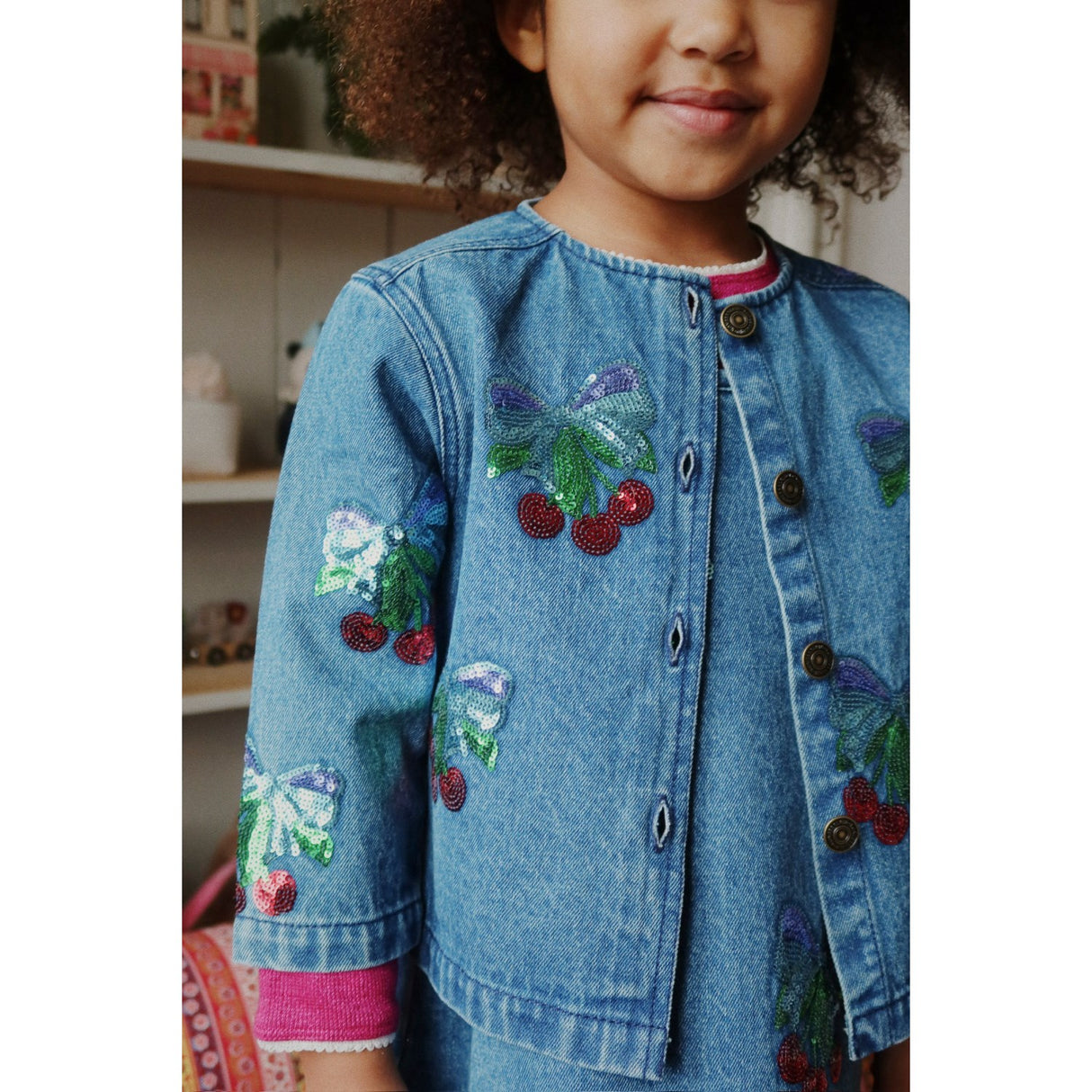 Konges Sløjd Amarena Sequin Magot Paljet Denim Jacka GOTS