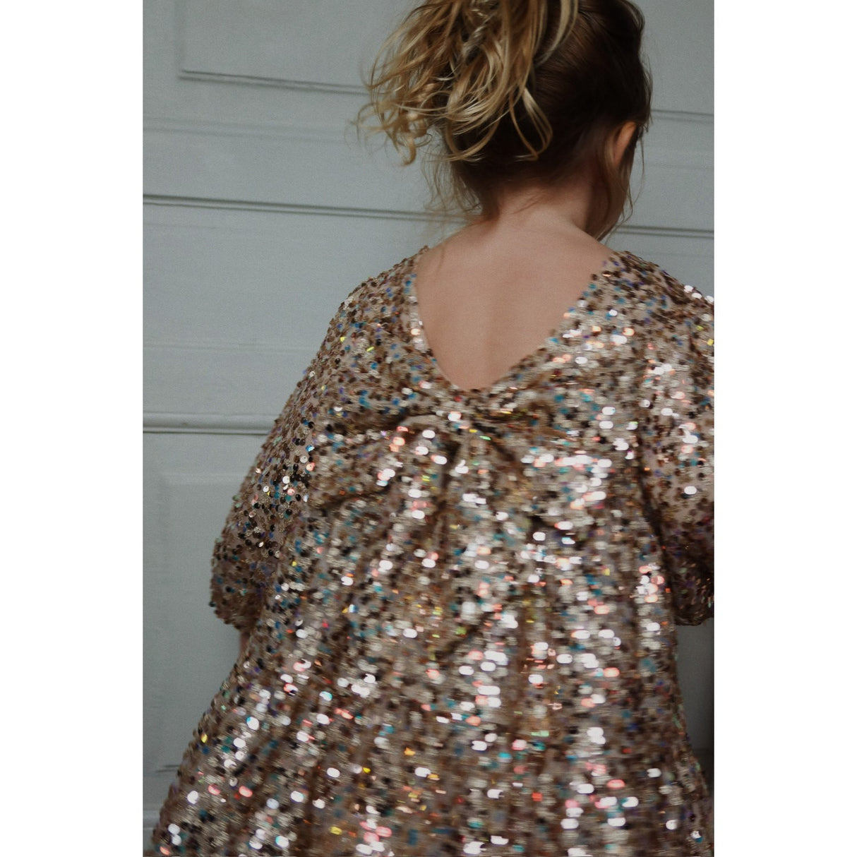 Konges Sløjd Gold Glitter Lila Sequins Rosett Klänning