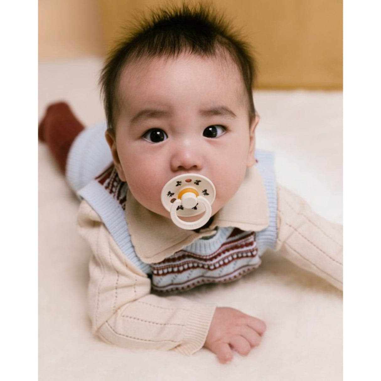 Bibs Ivory/Plum Napp Colour Holiday Rosett 2-Pack Latex