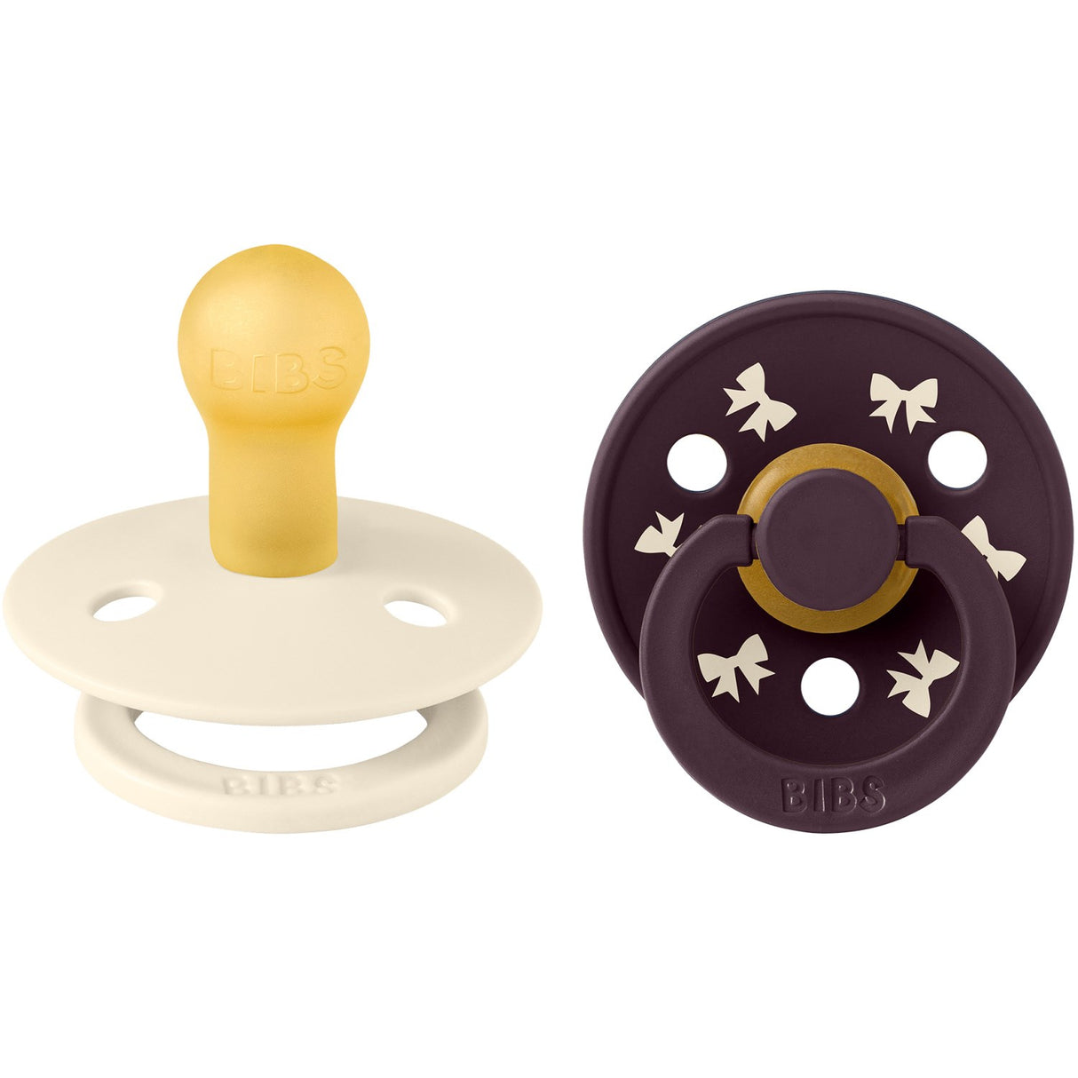 Bibs Ivory/Plum Napp Colour Holiday Rosett 2-Pack Latex