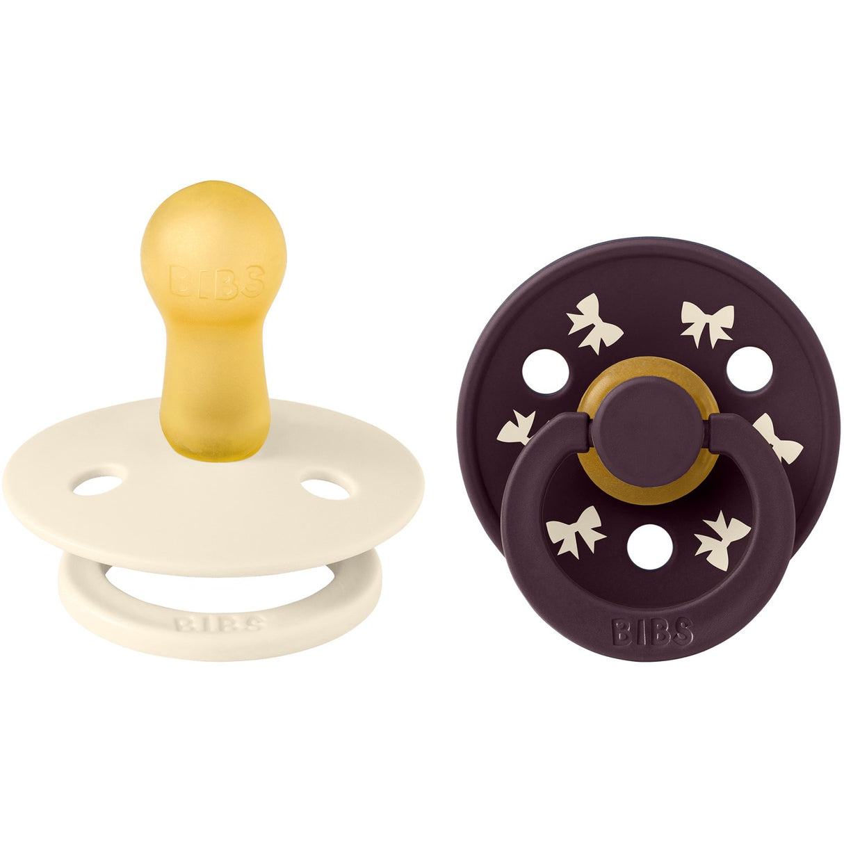 Bibs Ivory/Plum Napp Colour Holiday Rosett 2-Pack Latex