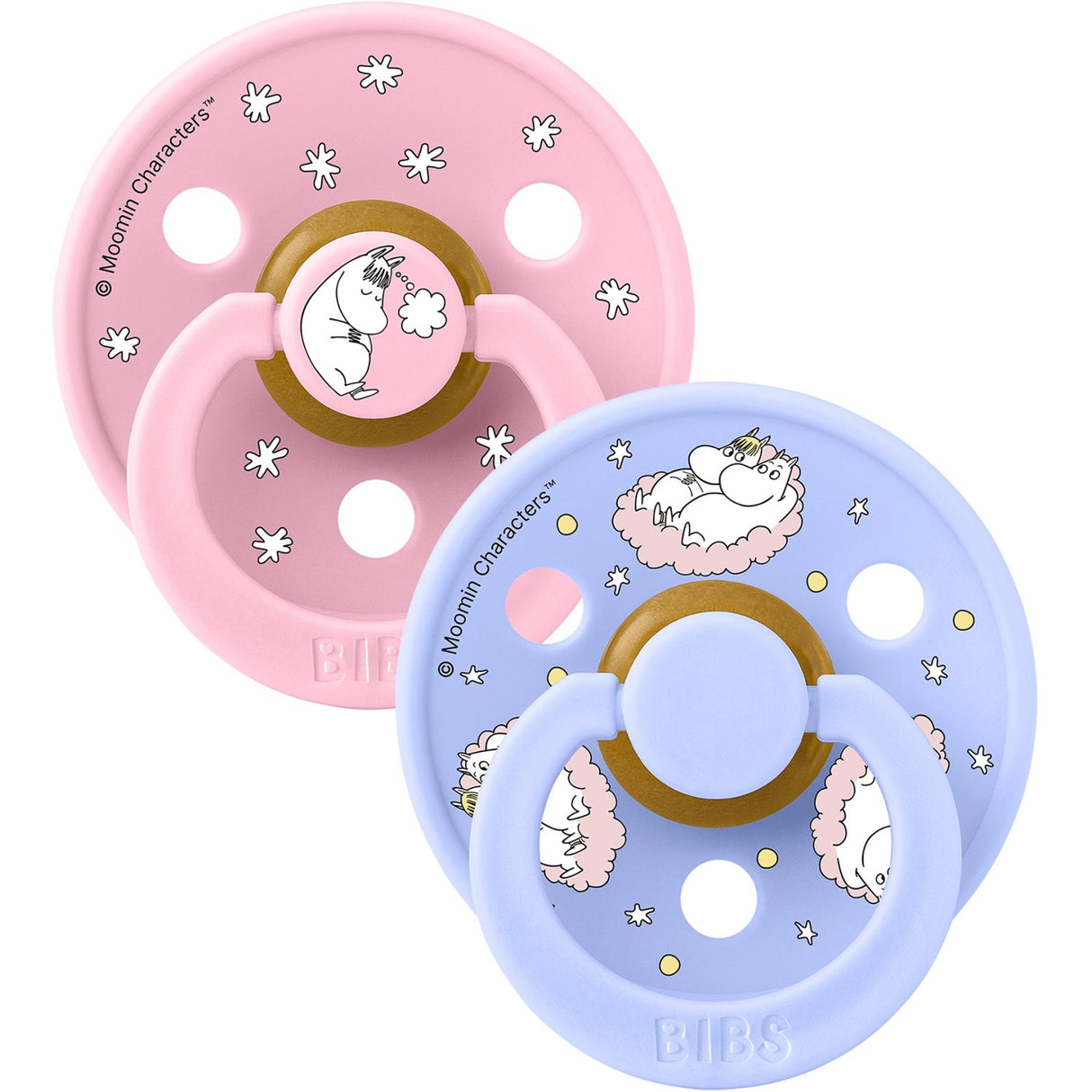 Bibs X Moomin Baby Pink Mix Napp Colour 2-Pack Dreaming Latex