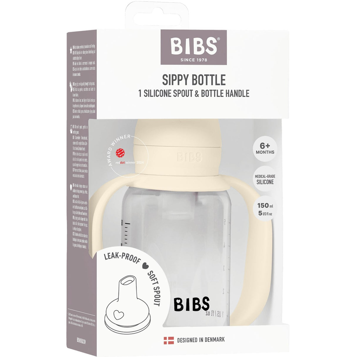 Bibs Ivory Baby Sippy Flaska Spout Round Silikon Slow Flow