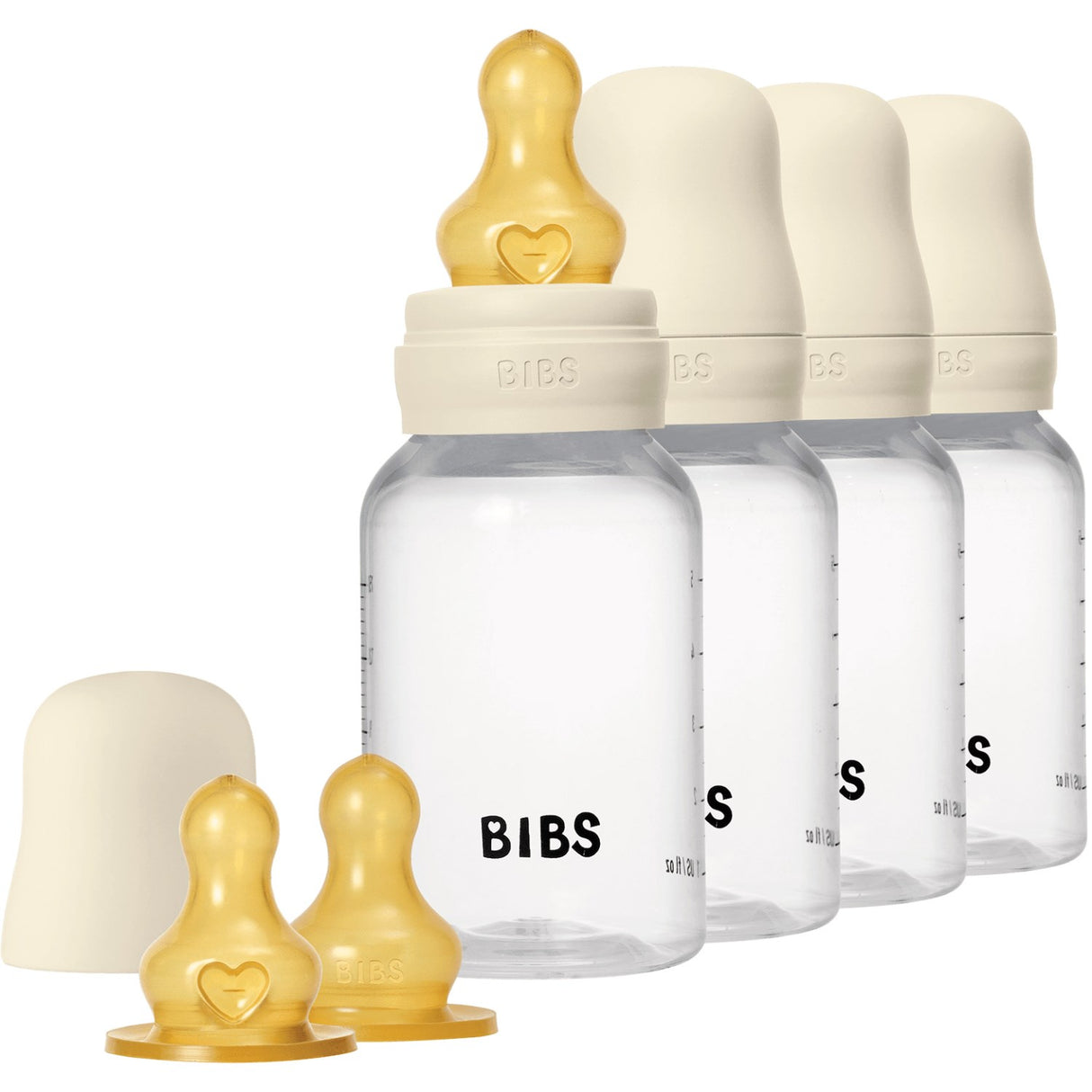 Bibs Ivory Baby Flaska Round Latex 4-Pack