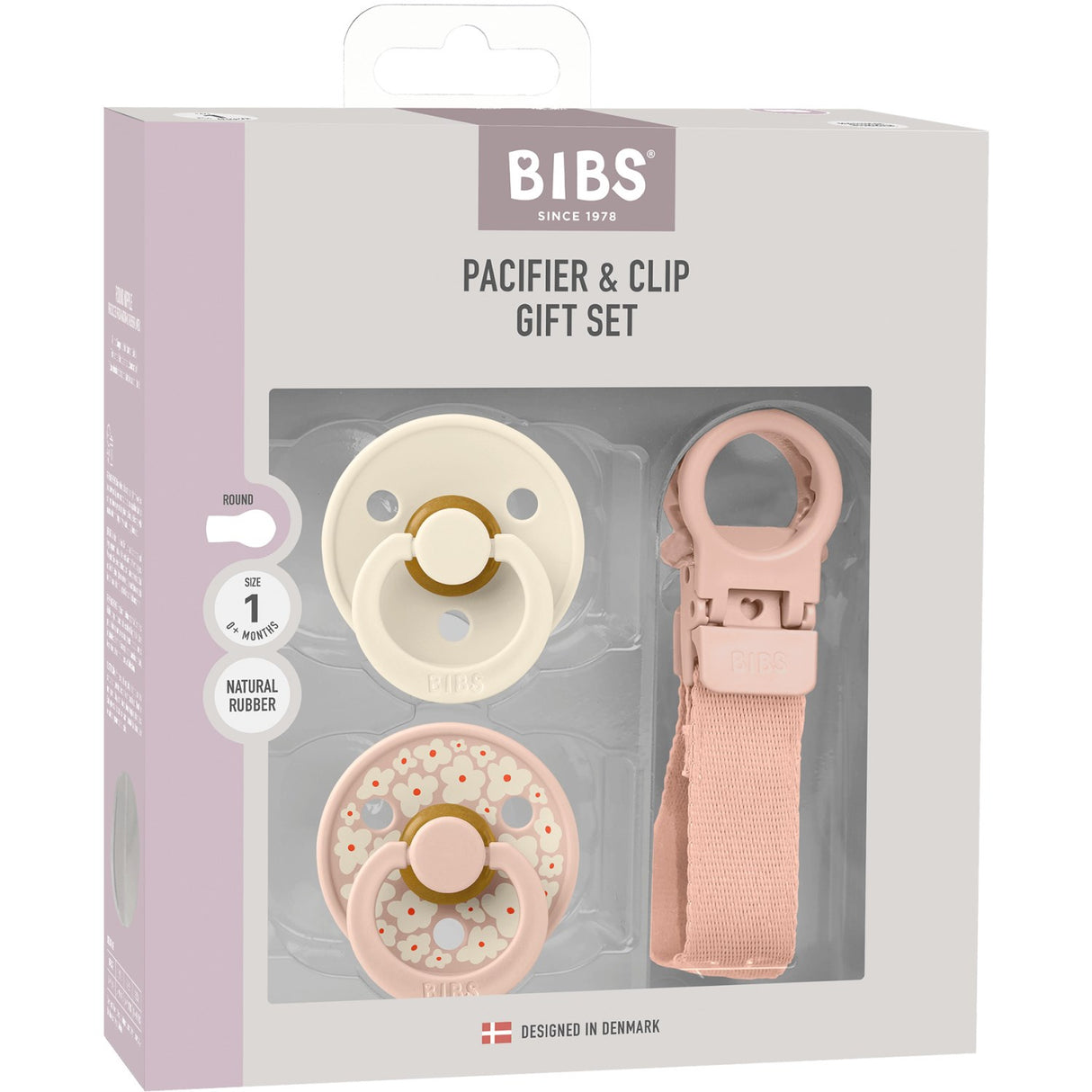 Bibs Blush Colour Napp & Loop Clip Gift Sett Latex