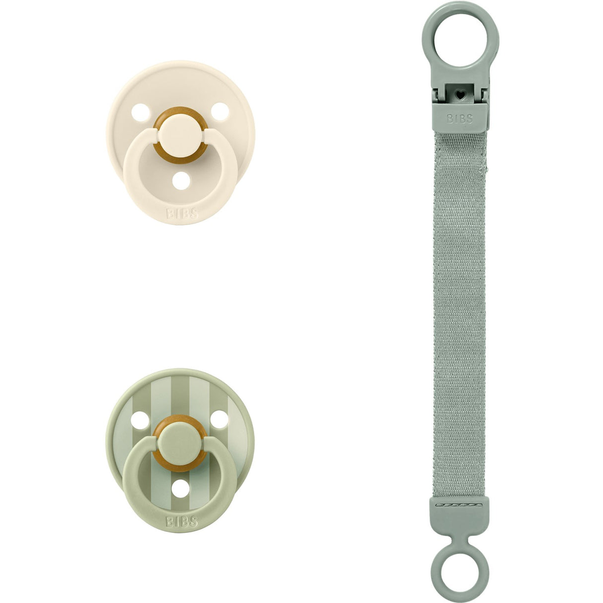 Bibs Sage Colour Napp & Loop Clip Gift Sett Latex