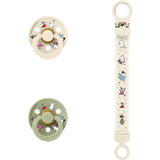 Bibs X Moomin Ivory/sage Colour Napp & Loop Clip Gift Sett Latex