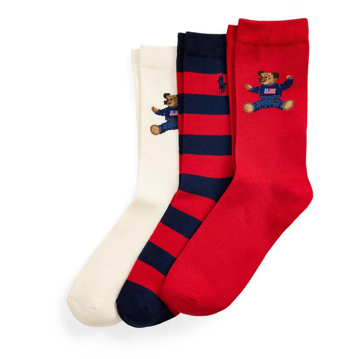 Polo Ralph Lauren Ivory/Navy/Navy Girl Crew Strumpo 3-Pack