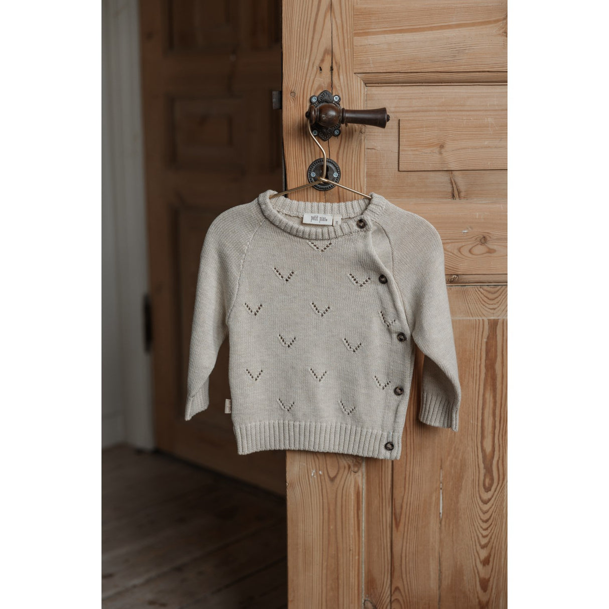 Petit Piao Off White PpDaqa Fold Över Stickad