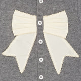 COPENHAGEN COLORS Dk Grey Mel./Cream Comb. Cashmere Cardigan W. Poplin Rosett