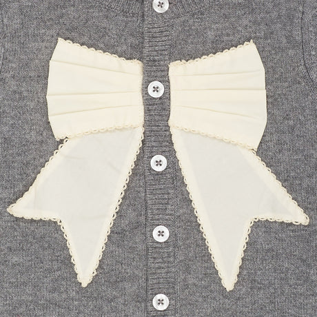 COPENHAGEN COLORS Dk Grey Mel./Cream Comb. Cashmere Cardigan W. Poplin Rosett