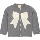 COPENHAGEN COLORS Dk Grey Mel./Cream Comb. Cashmere Cardigan W. Poplin Rosett