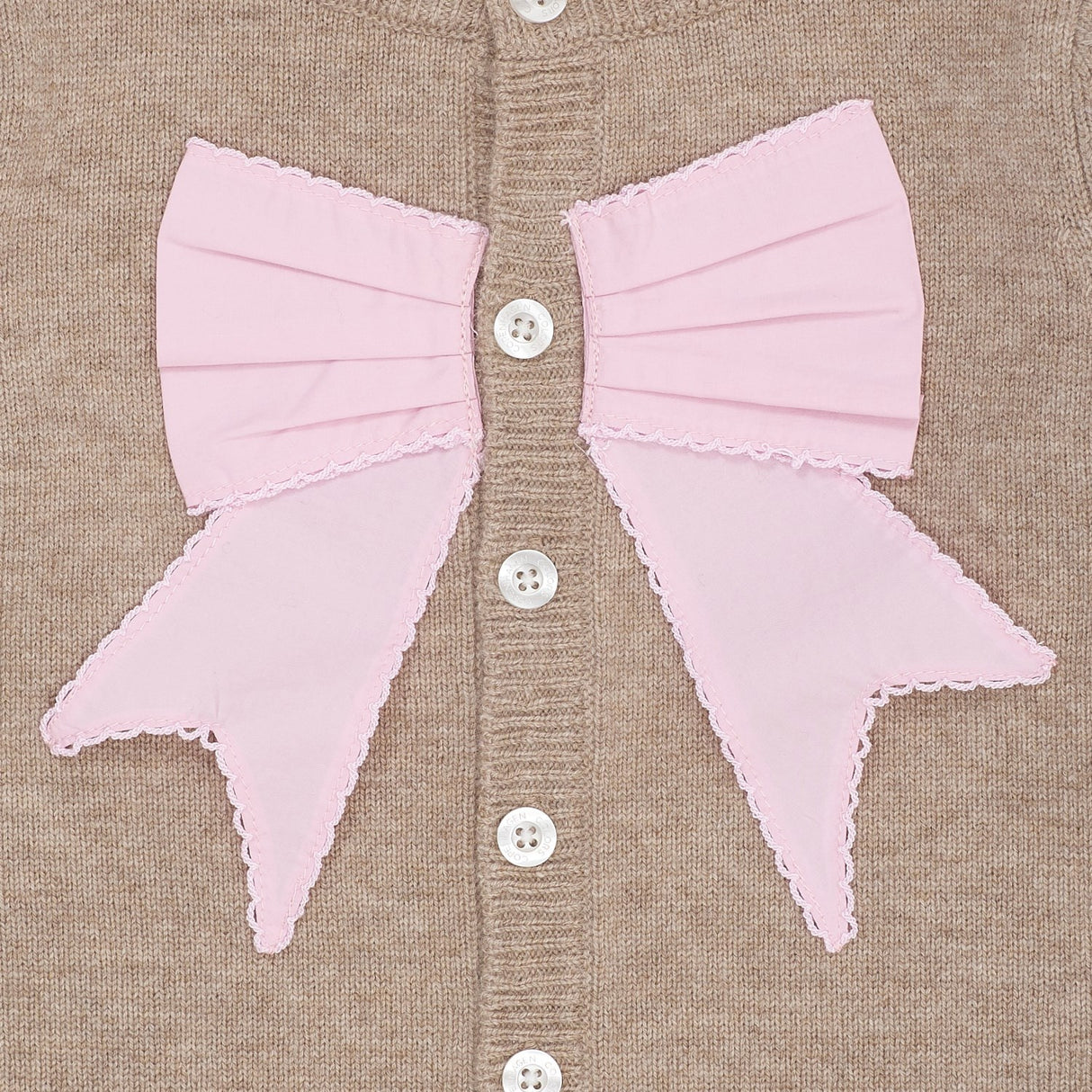 COPENHAGEN COLORS Sand/Lavender Comb. Cashmere Cardigan W. Poplin Rosett