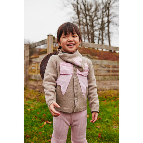 COPENHAGEN COLORS Sand/Lavender Comb. Cashmere Cardigan W. Poplin Rosett