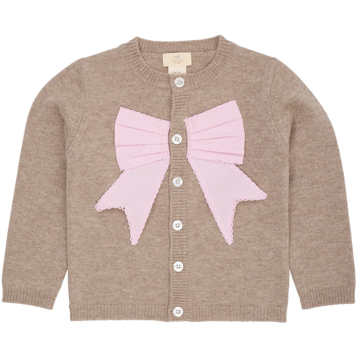 COPENHAGEN COLORS Sand/Lavender Comb. Cashmere Cardigan W. Poplin Rosett