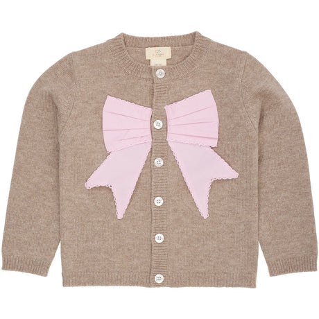 COPENHAGEN COLORS Sand/Lavender Comb. Cashmere Cardigan W. Poplin Rosett