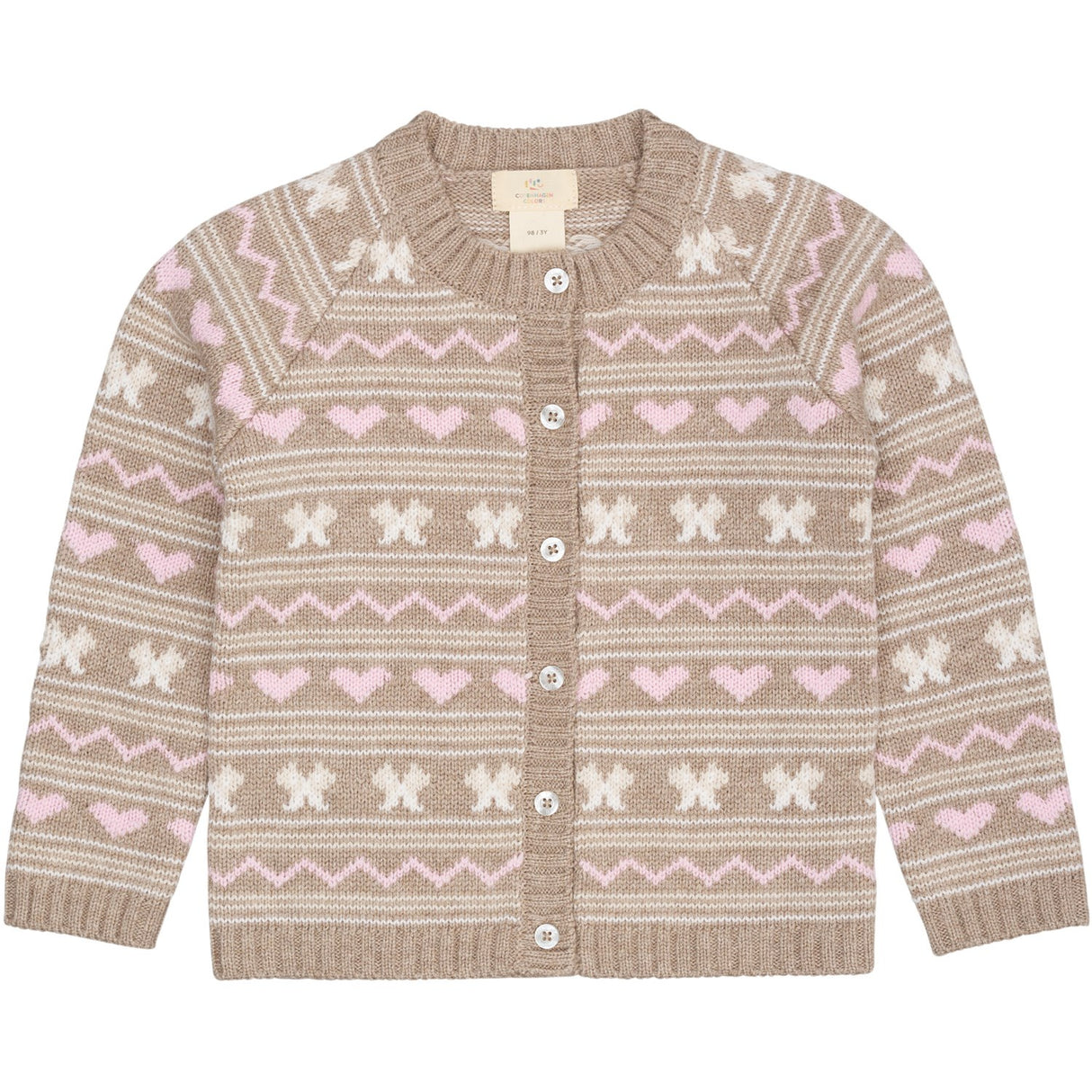 COPENHAGEN COLORS Sand Comb. Cashmere Pattern Cardigan