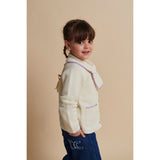 COPENHAGEN COLORS Cream/Lavender Comb Lambswool Cardigan W. Krage